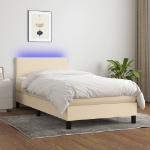 Letto a Molle con Materasso e LED Crema 80x200 cm in Tessuto