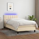 Letto a Molle con Materasso e LED Crema 80x200 cm in Tessuto