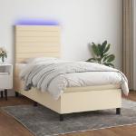 Letto a Molle con Materasso e LED Crema 80x200 cm in Tessuto