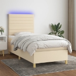 Letto a Molle con Materasso e LED Crema 80x200 cm in Tessuto