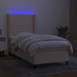 Letto a Molle con Materasso e LED Crema 80x200 cm in Tessuto