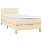 Letto a Molle con Materasso e LED Crema 90x190 cm in Tessuto