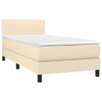 Letto a Molle con Materasso e LED Crema 90x190 cm in Tessuto