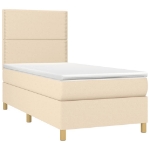 Letto a Molle con Materasso e LED Crema 90x190 cm in Tessuto