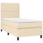 Letto a Molle con Materasso e LED Crema 90x190 cm in Tessuto