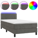 Letto a Molle con Materasso e LED Grigio Scuro 100x200 cm