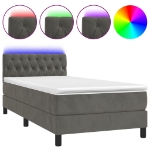 Letto a Molle con Materasso e LED Grigio Scuro 100x200 cm