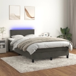 Letto a Molle con Materasso e LED Grigio Scuro 120x200 cm