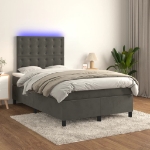 Letto a Molle con Materasso e LED Grigio Scuro 120x200 cm