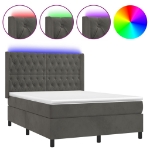 Letto a Molle con Materasso e LED Grigio Scuro 140x190 cm