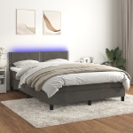 Letto a Molle con Materasso e LED Grigio Scuro 140x190 cm