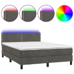 Letto a Molle con Materasso e LED Grigio Scuro 140x190 cm