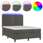 Letto a Molle con Materasso e LED Grigio Scuro 140x190 cm