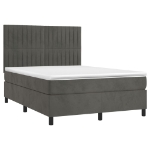 Letto a Molle con Materasso e LED Grigio Scuro 140x190 cm