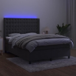 Letto a Molle con Materasso e LED Grigio Scuro 140x190 cm