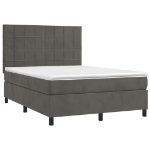 Letto a Molle con Materasso e LED Grigio Scuro 140x190 cm