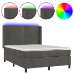 Letto a Molle con Materasso e LED Grigio Scuro 140x190 cm