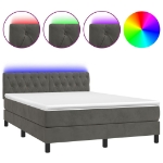 Letto a Molle con Materasso e LED Grigio Scuro 140x190 cm