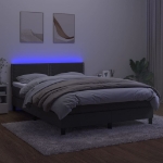 Letto a Molle con Materasso e LED Grigio Scuro 140x200 cm