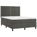 Letto a Molle con Materasso e LED Grigio Scuro 140x200 cm