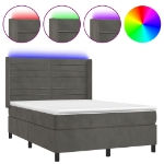 Letto a Molle con Materasso e LED Grigio Scuro 140x200 cm