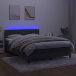 Letto a Molle con Materasso e LED Grigio Scuro 140x200 cm