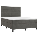 Letto a Molle con Materasso e LED Grigio Scuro 140x200 cm