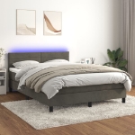 Letto a Molle con Materasso e LED Grigio Scuro 140x200 cm