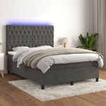 Letto a Molle con Materasso e LED Grigio Scuro 140x200 cm