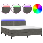 Letto a Molle con Materasso e LED Grigio Scuro 160x200 cm