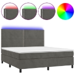 Letto a Molle con Materasso e LED Grigio Scuro 160x200 cm