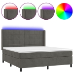 Letto a Molle con Materasso e LED Grigio Scuro 160x200 cm