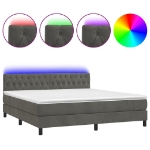 Letto a Molle con Materasso e LED Grigio Scuro 160x200 cm