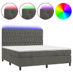 Letto a Molle con Materasso e LED Grigio Scuro 160x200 cm