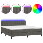 Letto a Molle con Materasso e LED Grigio Scuro 160x200 cm