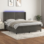 Letto a Molle con Materasso e LED Grigio Scuro 160x200 cm