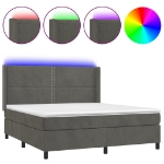 Letto a Molle con Materasso e LED Grigio Scuro 160x200 cm