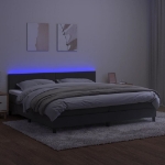 Letto a Molle con Materasso e LED Grigio Scuro 200x200 cm