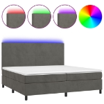 Letto a Molle con Materasso e LED Grigio Scuro 200x200 cm