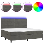 Letto a Molle con Materasso e LED Grigio Scuro 200x200 cm