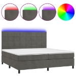 Letto a Molle con Materasso e LED Grigio Scuro 200x200 cm