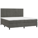 Letto a Molle con Materasso e LED Grigio Scuro 200x200 cm