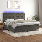 Letto a Molle con Materasso e LED Grigio Scuro 200x200 cm