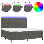 Letto a Molle con Materasso e LED Grigio Scuro 200x200 cm