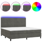 Letto a Molle con Materasso e LED Grigio Scuro 200x200 cm