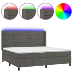 Letto a Molle con Materasso e LED Grigio Scuro 200x200 cm