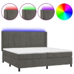 Letto a Molle con Materasso e LED Grigio Scuro 200x200 cm