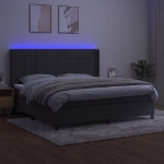 Letto a Molle con Materasso e LED Grigio Scuro 200x200 cm