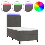 Letto a Molle con Materasso e LED Grigio Scuro 80x200cm Velluto