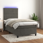 Letto a Molle con Materasso e LED Grigio Scuro 80x200cm Velluto